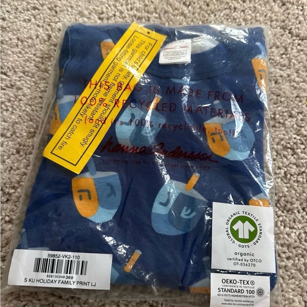 Hanna Andersson Blue Menorah Print pajama